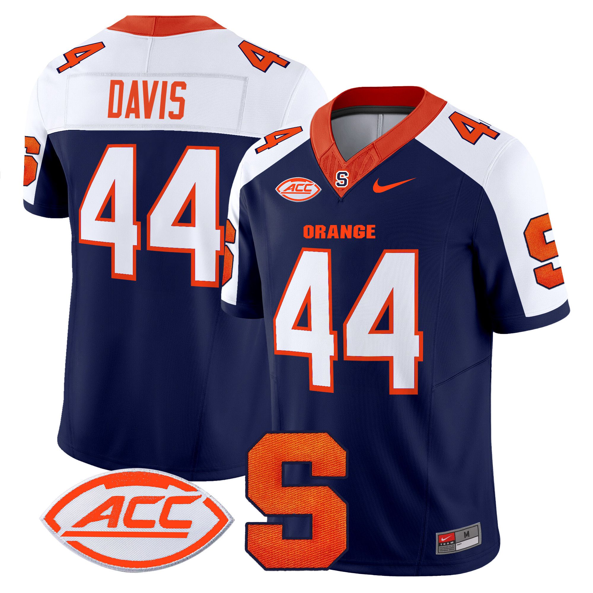 Men Syracuse Orange #44 Davis Blue Nike 2024 Vapor Limited NCAA Jersey